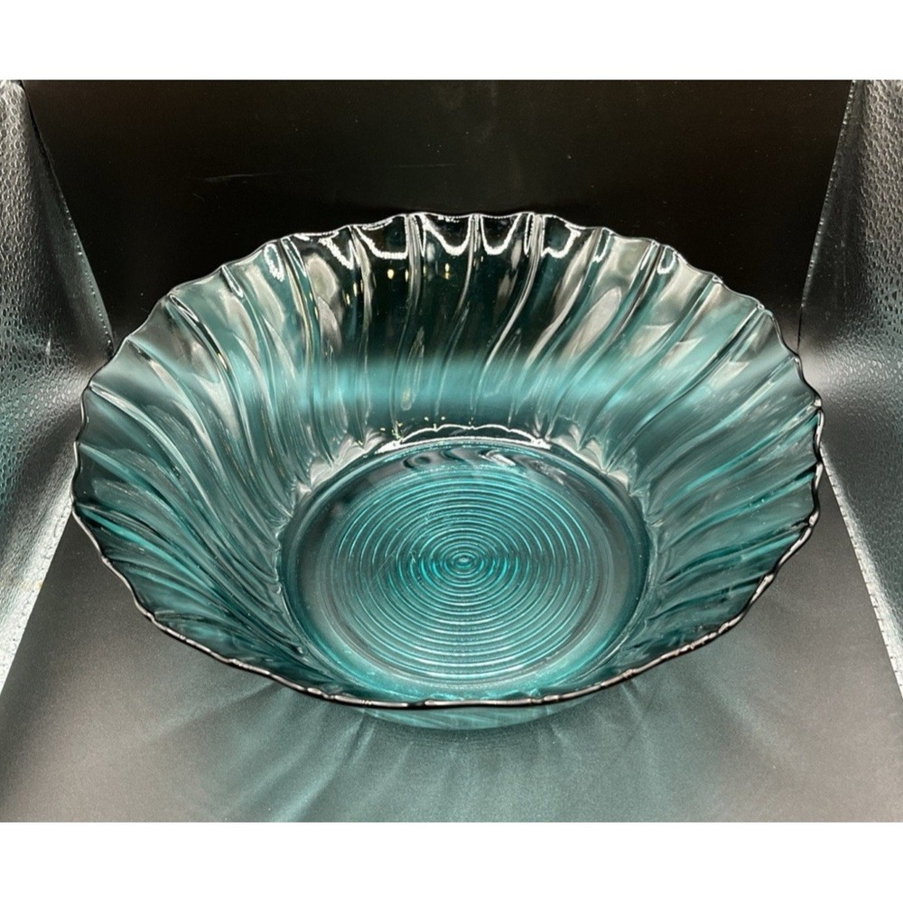 Jeannette Petal Swirl Ultramarine Depression Glass 9" Serving/Salad Bowl, 1930's